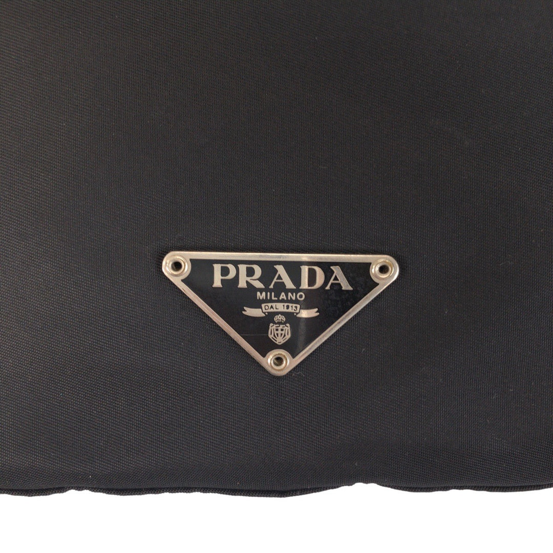 PRADA Shoulder Bag Nylon Black SilverMetal Crossbody Shoulder Bag Messenger Bag Test Triangle With logo Women Used Authentic