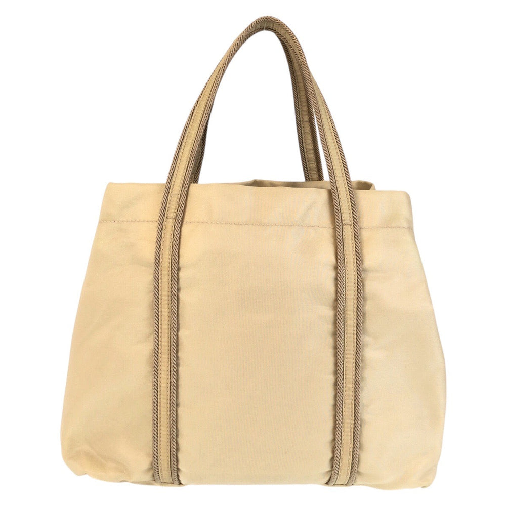 PRADA Tote Bag Nylon beige Tote Bag handbag Tessuto embroidery Women Used Authentic
