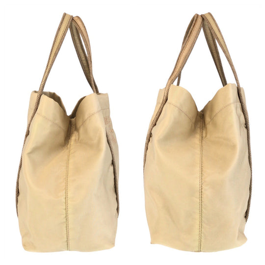 PRADA Tote Bag Nylon beige Tote Bag handbag Tessuto embroidery Women Used Authentic