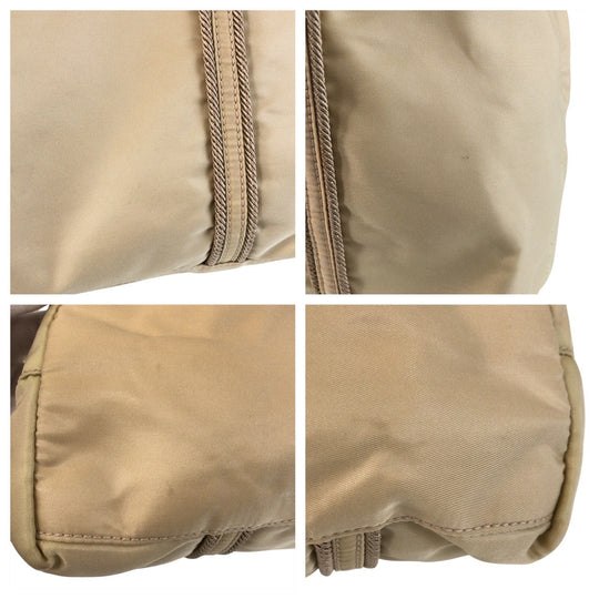 PRADA Tote Bag Nylon beige Tote Bag handbag Tessuto embroidery Women Used Authentic