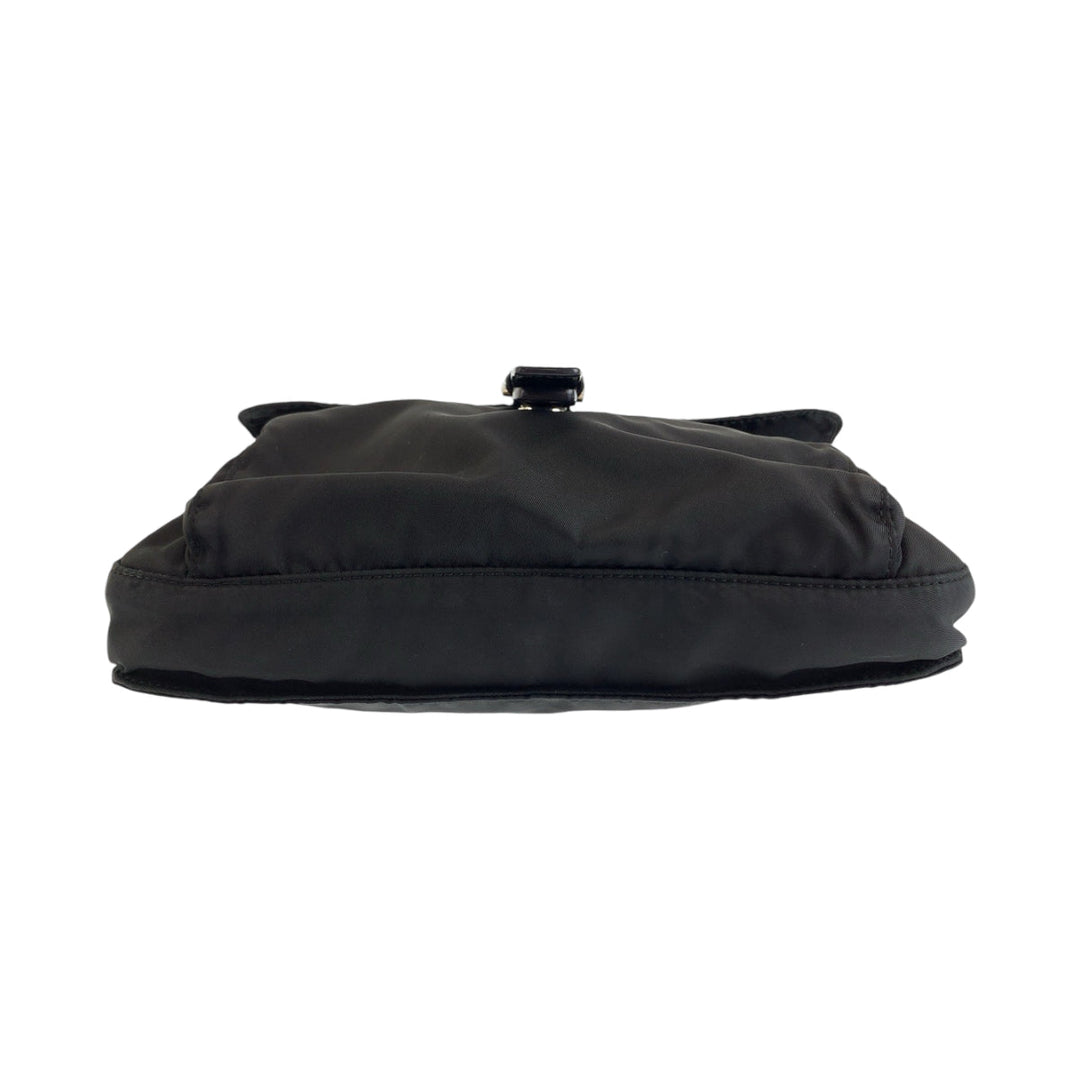 PRADA Shoulder Bag Nylon Black Silver Metal Shoulder Bag Sling bag Messenger bag Triangle With logo mens Used Authentic