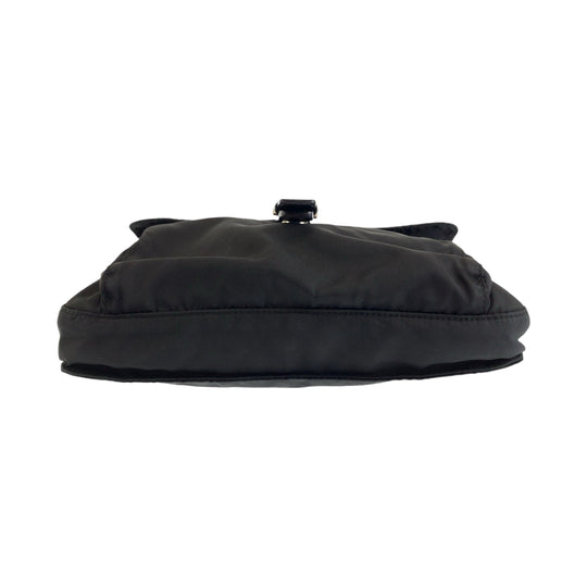 PRADA Shoulder Bag Nylon Black Silver Metal Shoulder Bag Sling bag Messenger bag Triangle With logo mens Used Authentic