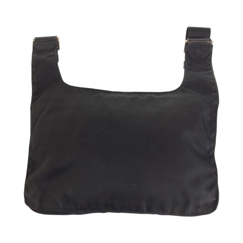 PRADA Shoulder Bag Nylon Black Silver Metal Shoulder Bag Sling bag Messenger bag Triangle With logo mens Used Authentic