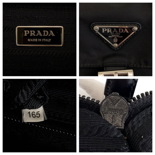 PRADA Shoulder Bag Nylon Black Silver Metal Shoulder Bag Sling bag Messenger bag Triangle With logo mens Used Authentic