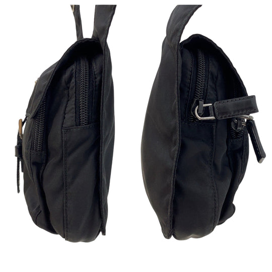 PRADA Shoulder Bag Nylon Black Silver Metal Shoulder Bag Sling bag Messenger bag Triangle With logo mens Used Authentic