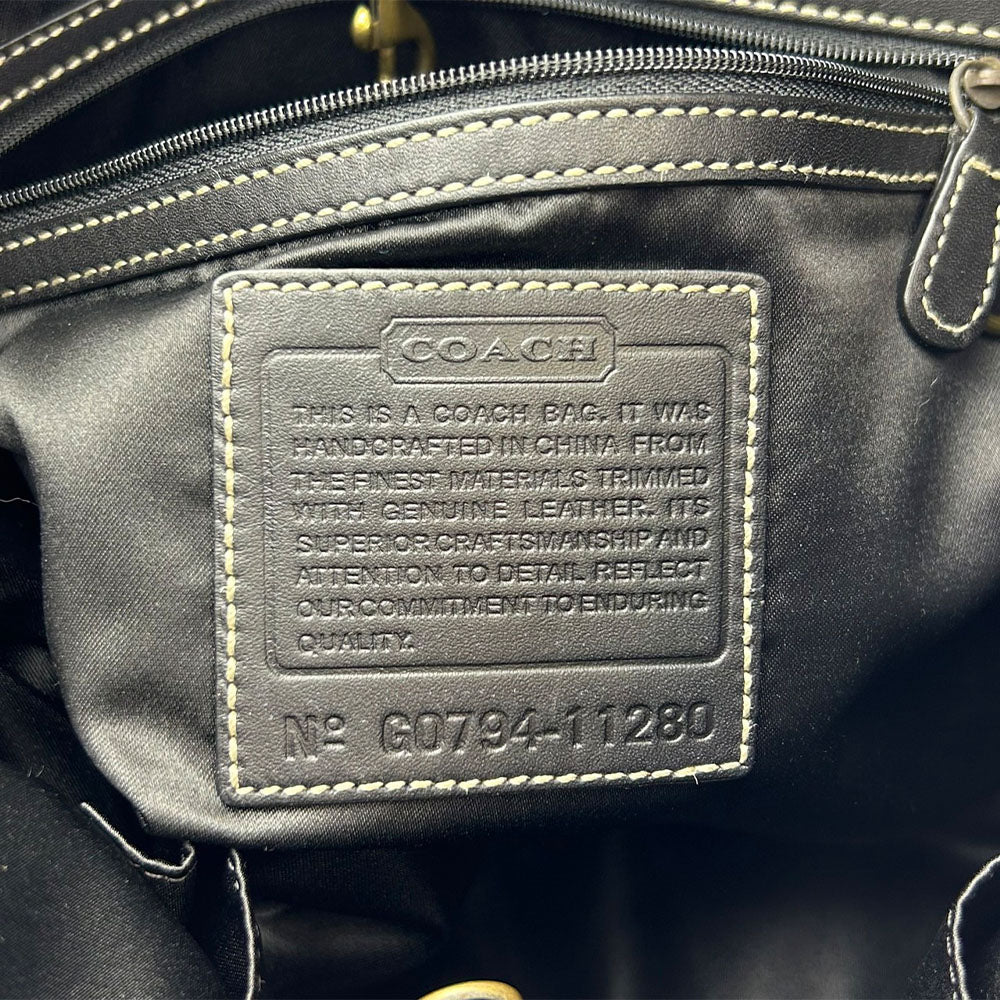 COACH Tote Bag 11280 Leather, Canvas beige Signature Women Used Authentic