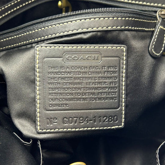 COACH Tote Bag 11280 Leather, Canvas beige Signature Women Used Authentic