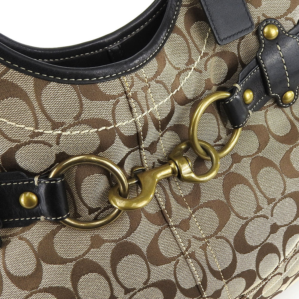 COACH Tote Bag 11280 Leather, Canvas beige Signature Women Used Authentic