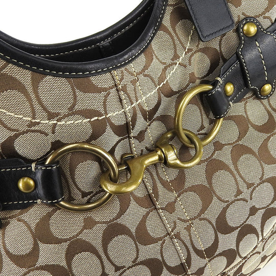 COACH Tote Bag 11280 Leather, Canvas beige Signature Women Used Authentic