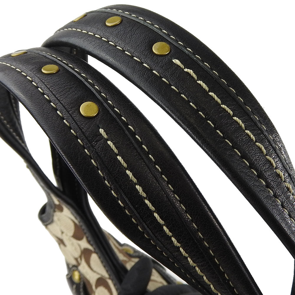 COACH Tote Bag 11280 Leather, Canvas beige Signature Women Used Authentic