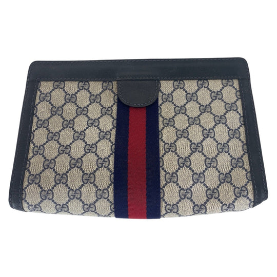 GUCCI Clutch bag 64 014 2125 28 GG canvas Navy Old Gucci Shelly Line