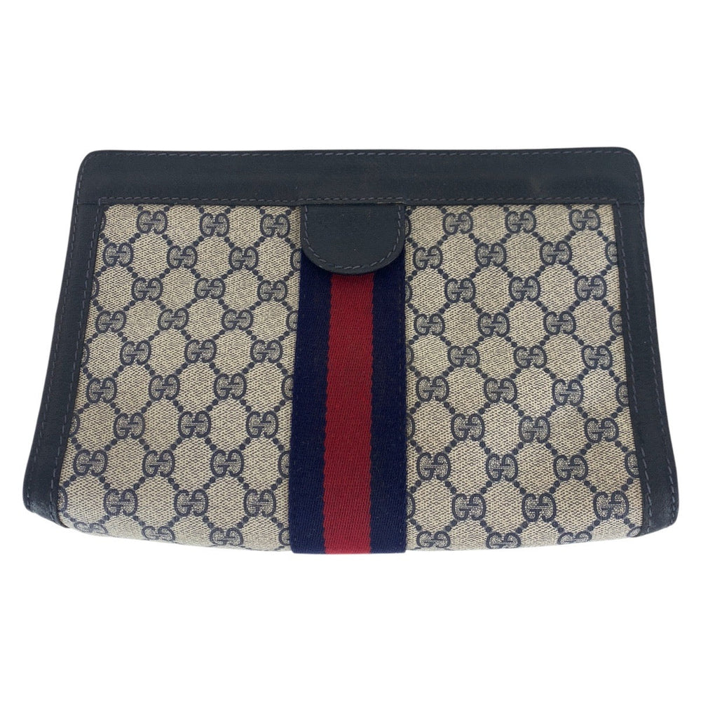 GUCCI Clutch bag 64 014 2125 28 GG canvas Navy Old Gucci Shelly Line