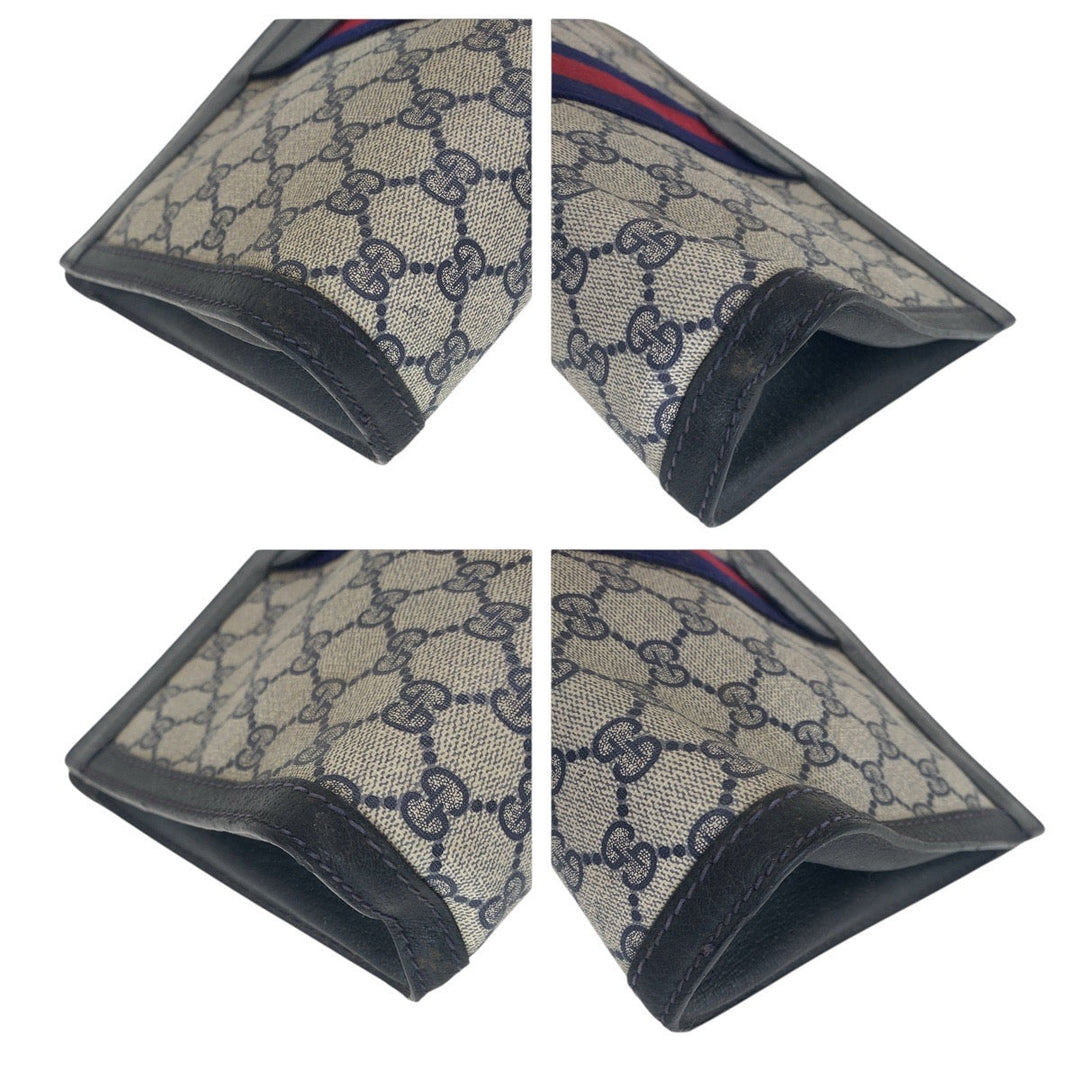 GUCCI Clutch bag 64 014 2125 28 GG canvas Navy Old Gucci Shelly Line