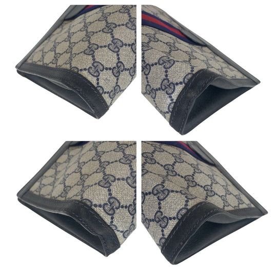 GUCCI Clutch bag 64 014 2125 28 GG canvas Navy Old Gucci Shelly Line