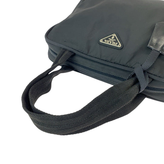 PRADA Handbag Nylon Black SilverMetal Handbags Shoulder Bags Business Bags Triangle With logo Women Used Authentic