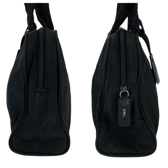 PRADA Handbag Nylon Black SilverMetal Handbags Shoulder Bags Business Bags Triangle With logo Women Used Authentic