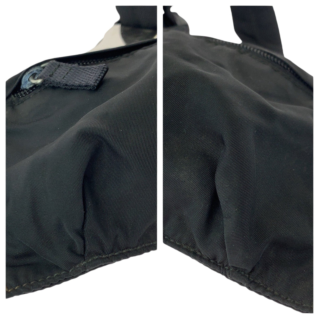 PRADA Sling bag Nylon Black SilverMetal Sling bag Bum bag mens Used Authentic