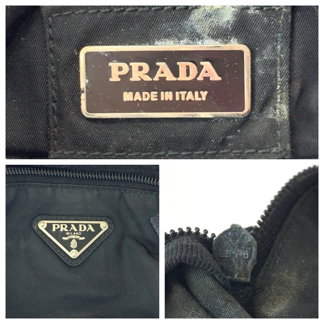 PRADA Sling bag Nylon Black SilverMetal Sling bag Bum bag mens Used Authentic