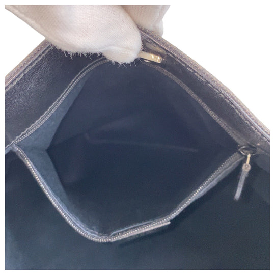 GUCCI Shoulder Bag 90656 GG canvas Black SilverMetal Crossbody Shoulder Bag Women Used Authentic