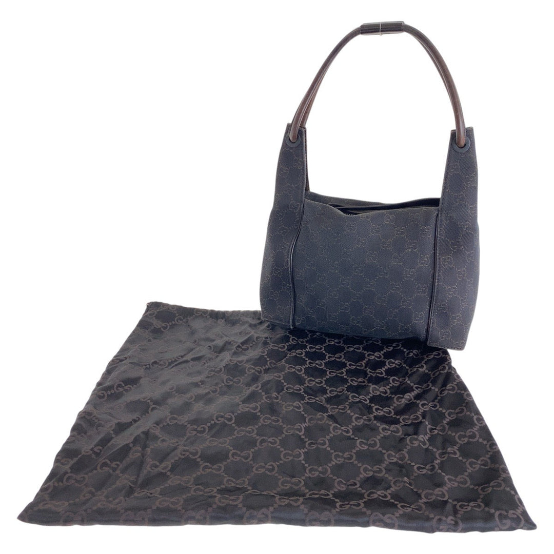 GUCCI Shoulder Bag 101333 GG canvas Brown Silver Metal Hobo Shoulder Bag Handbag Women Used Authentic