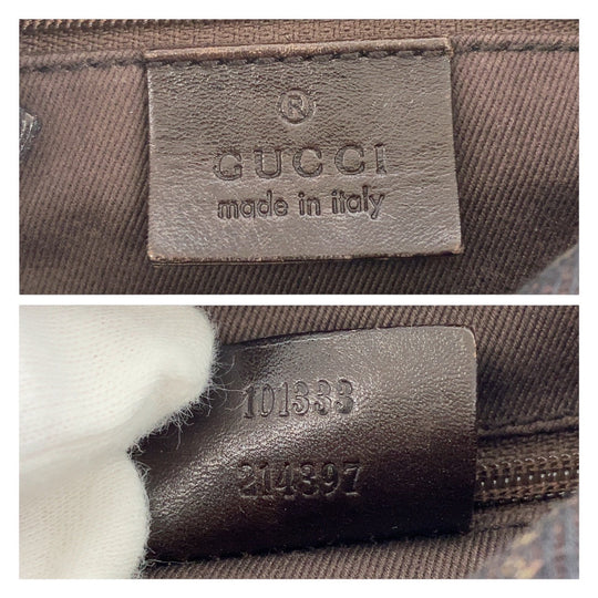 GUCCI Shoulder Bag 101333 GG canvas Brown Silver Metal Hobo Shoulder Bag Handbag Women Used Authentic