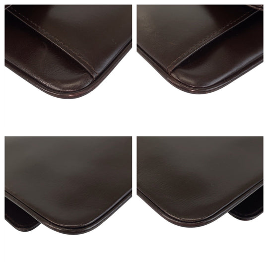 GUCCI Shoulder Bag leather Brown Gold Metal Shoulder Bag Messenger bag Women Used Authentic