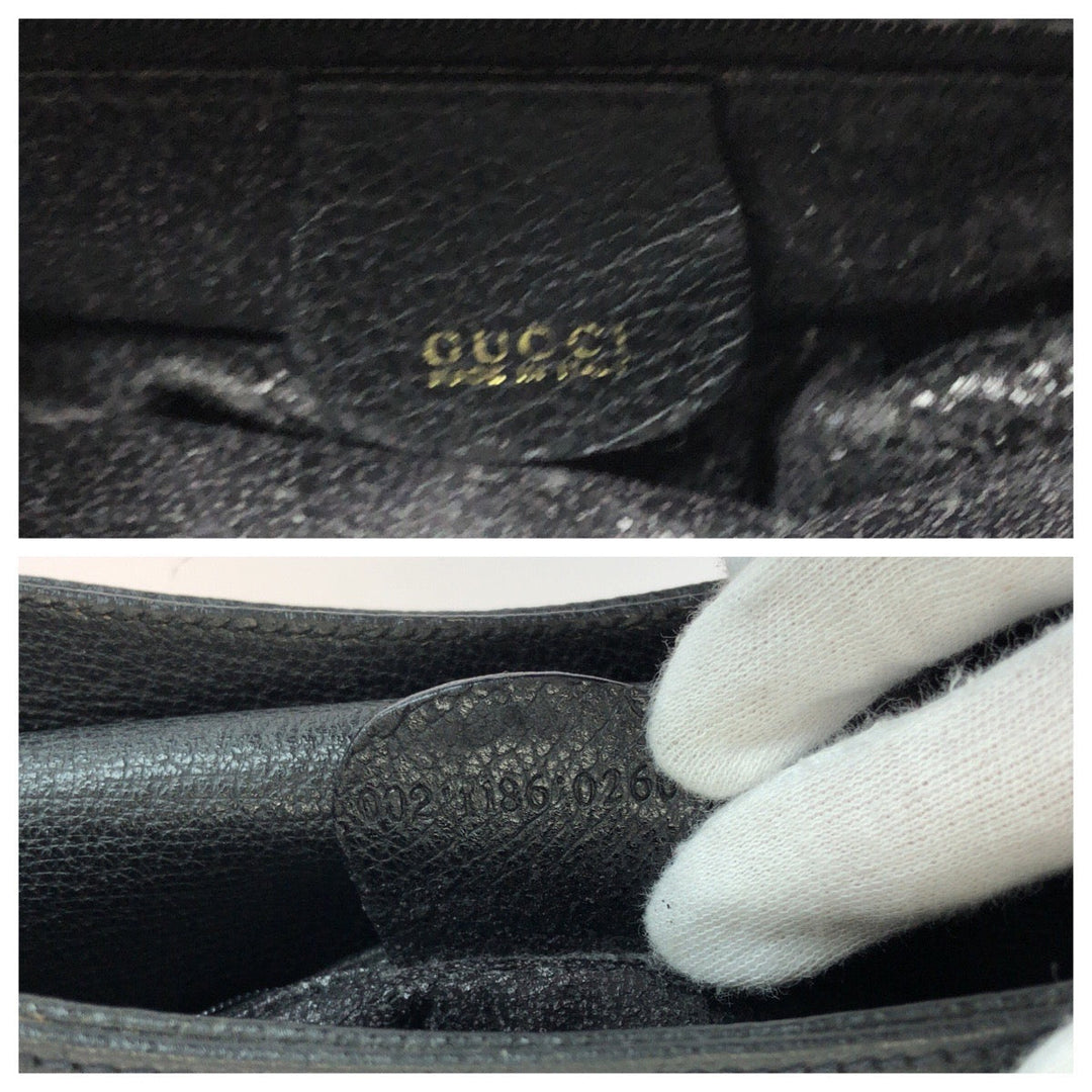GUCCI Tote Bag 002 1186 0260 Suede Black Brown Gold Metal Tote Bag handbag Bamboo Diana Women Used Authentic