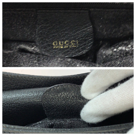 GUCCI Tote Bag 002 1186 0260 Suede Black Brown Gold Metal Tote Bag handbag Bamboo Diana Women Used Authentic