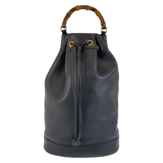 GUCCI Shoulder Bag 003 203 0036 leather Black Gold Metal Shoulder Bag Sling bag Unisex Bamboo Women Used Authentic