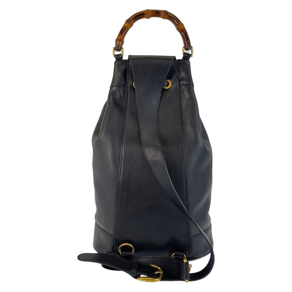 GUCCI Shoulder Bag 003 203 0036 leather Black Gold Metal Shoulder Bag Sling bag Unisex Bamboo Women Used Authentic