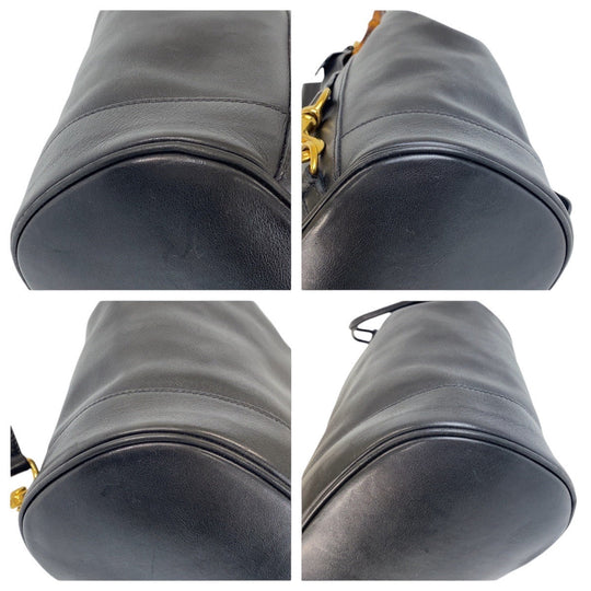 GUCCI Shoulder Bag 003 203 0036 leather Black Gold Metal Shoulder Bag Sling bag Unisex Bamboo Women Used Authentic