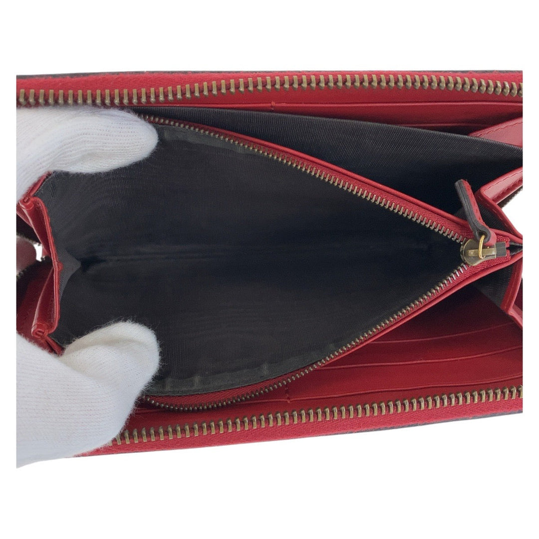 GUCCI Long Wallet Purse leather Red Tricolor Long Wallet Purse Women Used Authentic