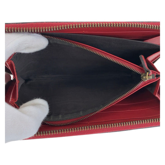 GUCCI Long Wallet Purse leather Red Tricolor Long Wallet Purse Women Used Authentic