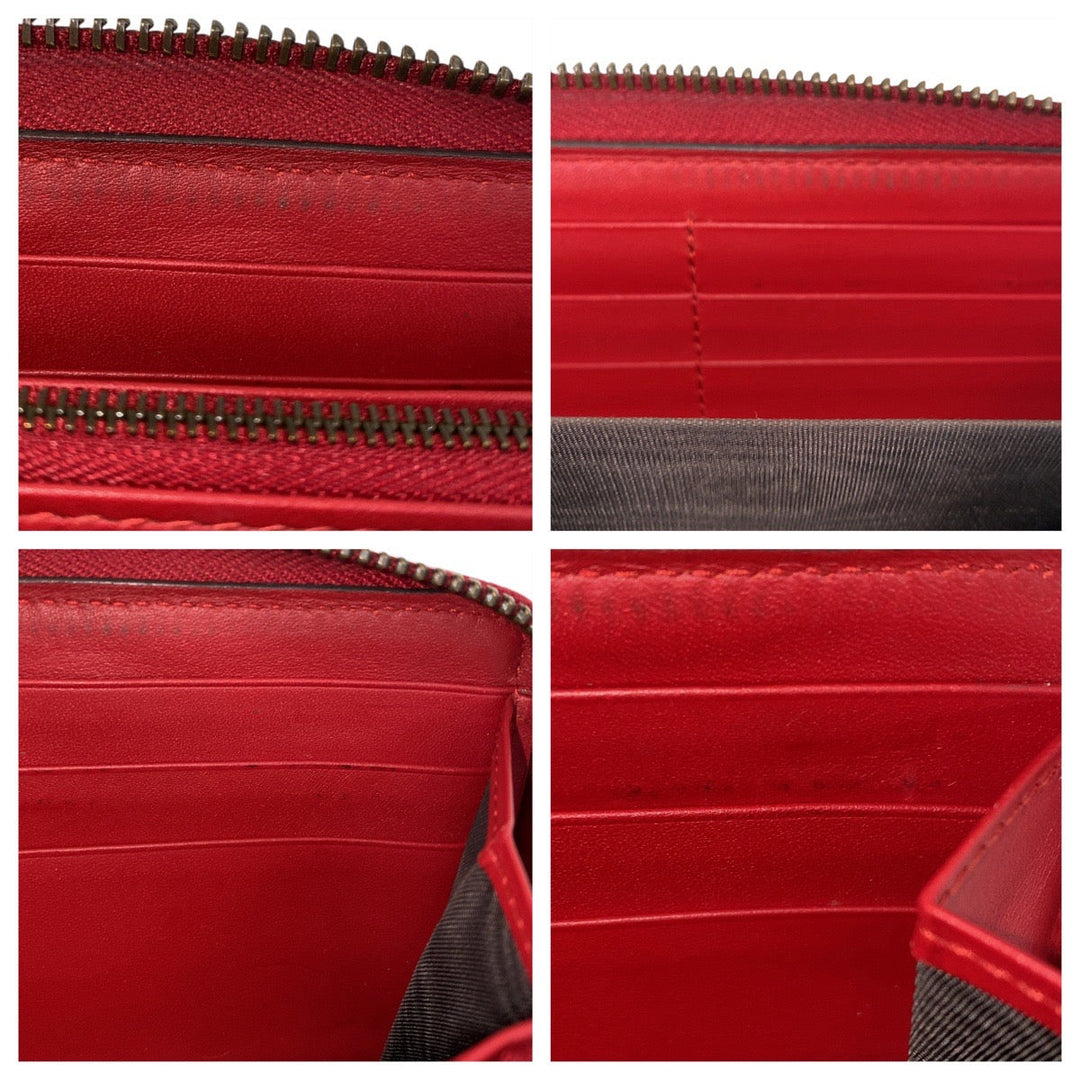 GUCCI Long Wallet Purse leather Red Tricolor Long Wallet Purse Women Used Authentic