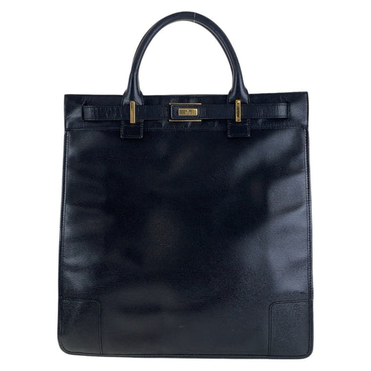 GUCCI Tote Bag 002 1091 3754 leather Black Gold Metal Tote Bag A4 Storage Women Used Authentic