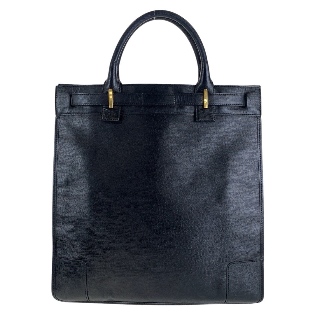 GUCCI Tote Bag 002 1091 3754 leather Black Gold Metal Tote Bag A4 Storage Women Used Authentic