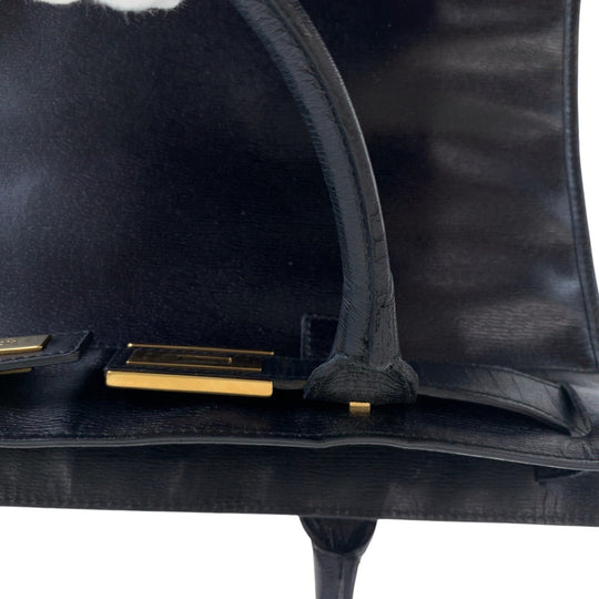 GUCCI Tote Bag 002 1091 3754 leather Black Gold Metal Tote Bag A4 Storage Women Used Authentic