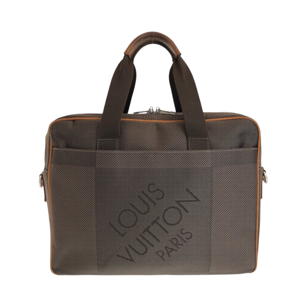 LOUIS VUITTON Briefcase N58035 canvas Brown Silver Metal Briefcase handbag Damier Geant Associate GM mens Used Authentic