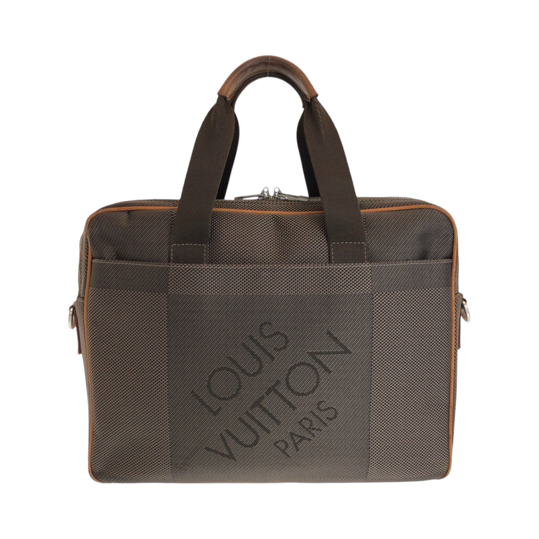 LOUIS VUITTON Briefcase N58035 canvas Brown Silver Metal Briefcase handbag Damier Geant Associate GM mens Used Authentic