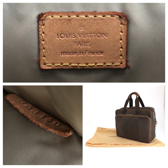LOUIS VUITTON Briefcase N58035 canvas Brown Silver Metal Briefcase handbag Damier Geant Associate GM mens Used Authentic