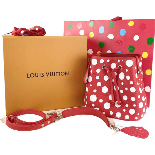 LOUIS VUITTON Shoulder Bag M46413 leather Red Silver Metal 2way Shoulder Bag Handbag LVxYK NeoNoe BB Yayoi Kusama Japan limited model Women Used Authentic