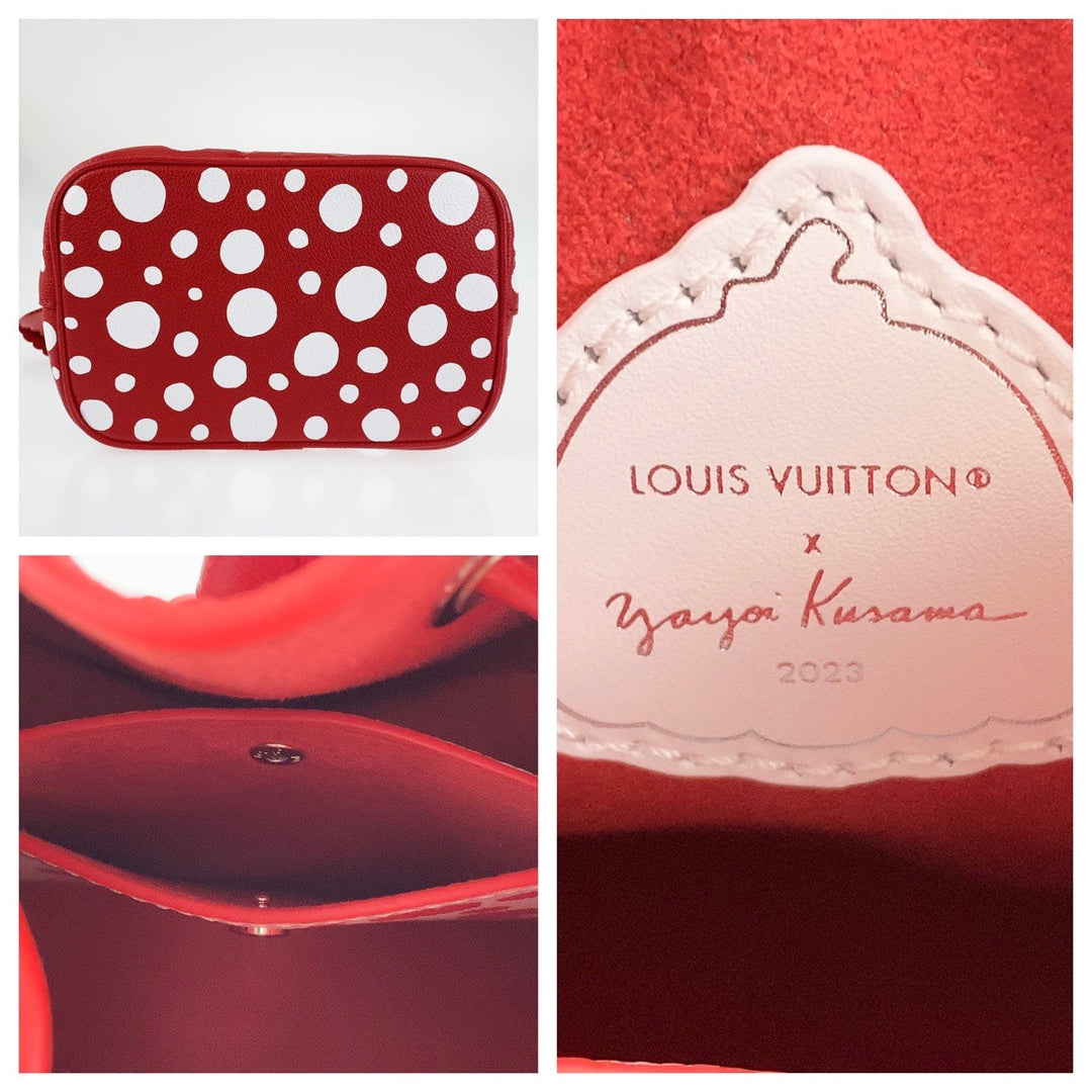 LOUIS VUITTON Shoulder Bag M46413 leather Red Silver Metal 2way Shoulder Bag Handbag LVxYK NeoNoe BB Yayoi Kusama Japan limited model Women Used Authentic
