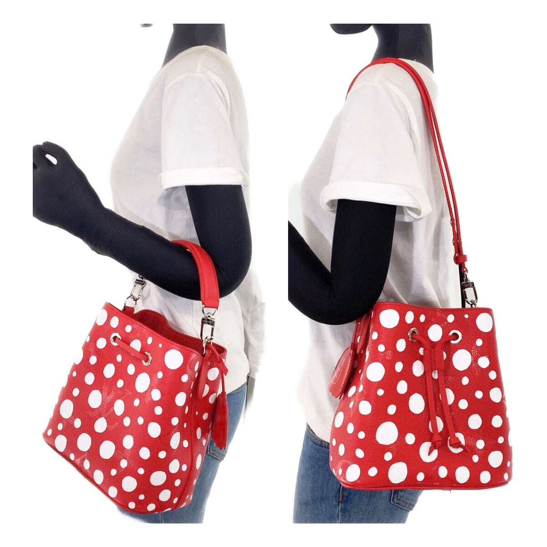 LOUIS VUITTON Shoulder Bag M46413 leather Red Silver Metal 2way Shoulder Bag Handbag LVxYK NeoNoe BB Yayoi Kusama Japan limited model Women Used Authentic