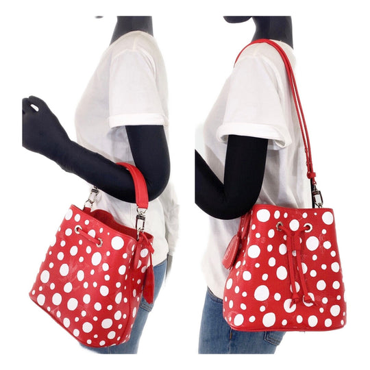 LOUIS VUITTON Shoulder Bag M46413 leather Red Silver Metal 2way Shoulder Bag Handbag LVxYK NeoNoe BB Yayoi Kusama Japan limited model Women Used Authentic