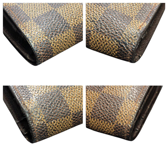 LOUIS VUITTON Bifold Wallet M61664 PVC Brown Folding wallet Compact wallet Damier Portefeuille Viennoiserie Women Used Authentic