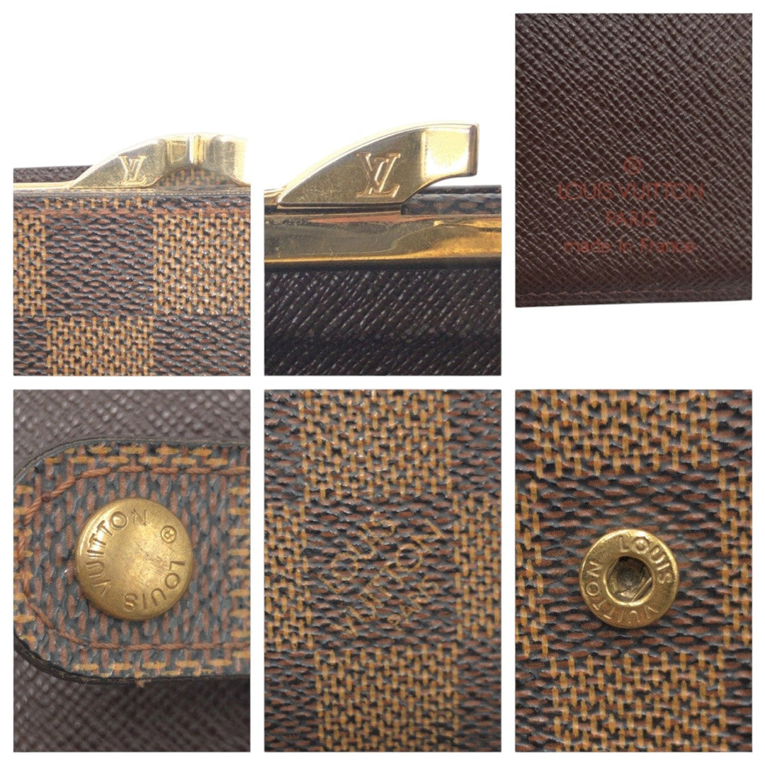 LOUIS VUITTON Bifold Wallet M61664 PVC Brown Folding wallet Compact wallet Damier Portefeuille Viennoiserie Women Used Authentic