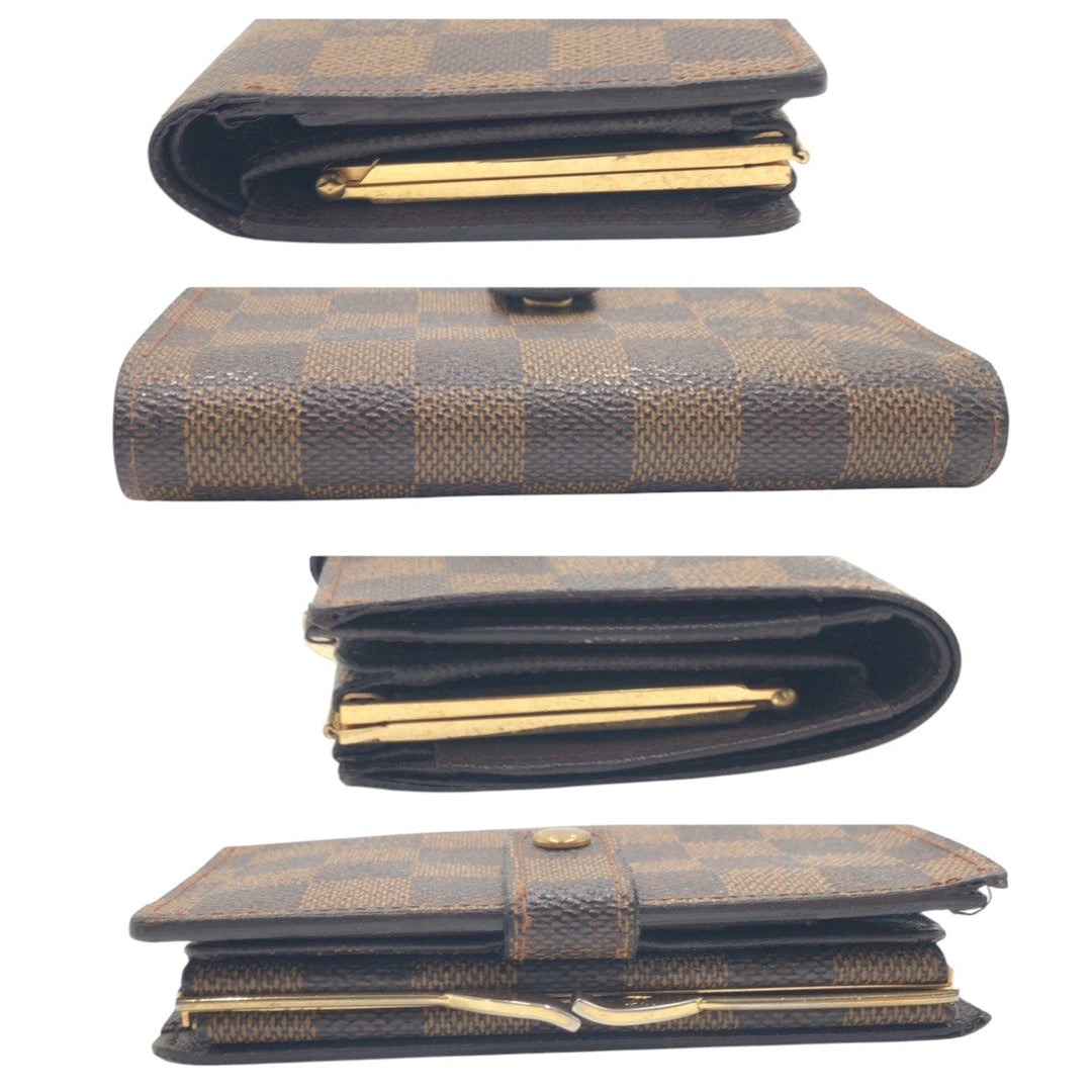 LOUIS VUITTON Bifold Wallet M61664 PVC Brown Folding wallet Compact wallet Damier Portefeuille Viennoiserie Women Used Authentic