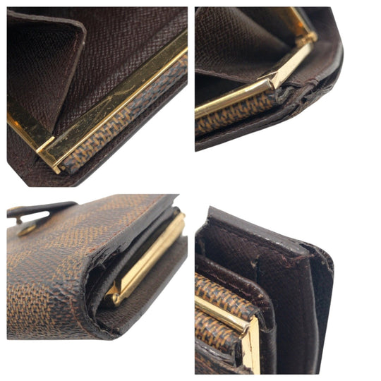LOUIS VUITTON Bifold Wallet M61664 PVC Brown Folding wallet Compact wallet Damier Portefeuille Viennoiserie Women Used Authentic