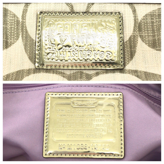 COACH Tote Bag canvas white Signature patchwork