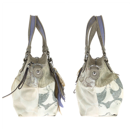 COACH Tote Bag canvas white Signature patchwork